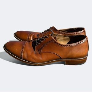 Alan Payne Cambridge Leather Oxford Shoes Brown Cap Toe Size 9 Classic Preppy